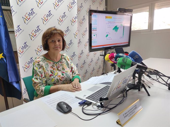 La delegada territorial de la Aemet, María José Guerrero, antes de la rueda de prensa