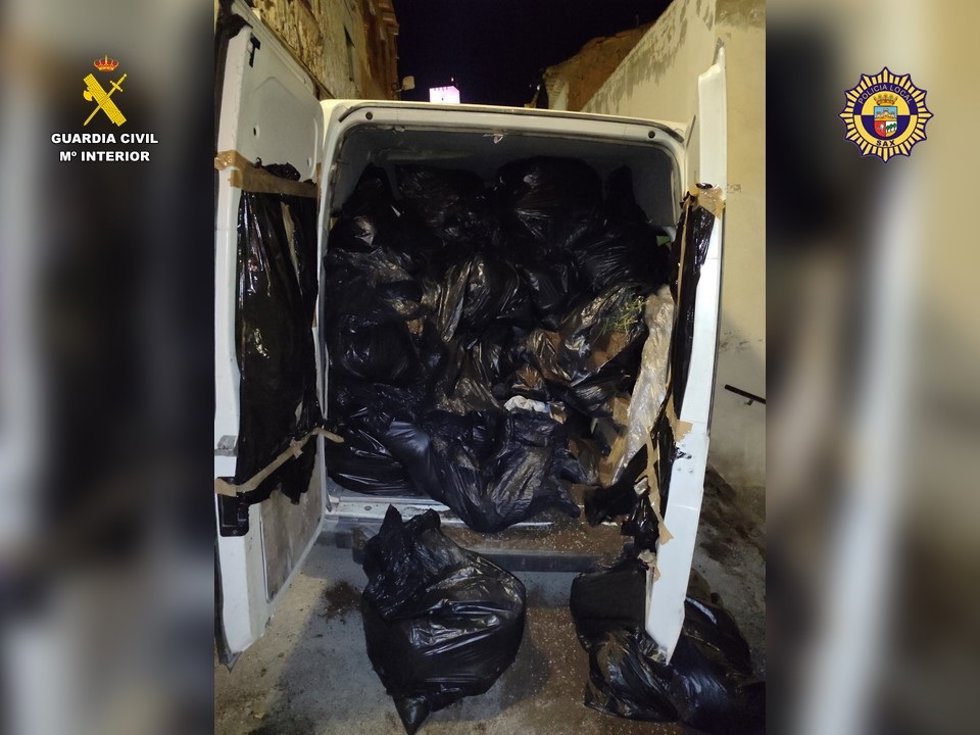 Cinco detenidos tras ser sorprendidos con sacos con marihuana en Sax y desmantelada una plantación