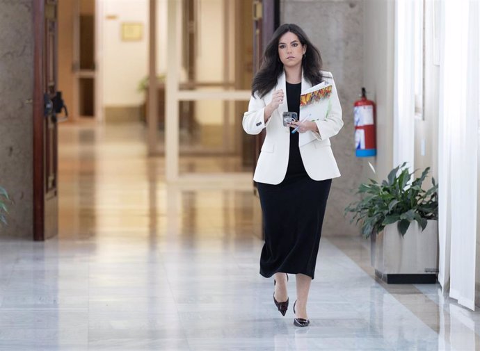 La portavoz de VOX en el Congreso, Pepa Millán, a su llegada a la reunión de la Junta de Portavoces, en el Congreso de los Diputados, a 11 de junio de 2024, en Madrid (España).