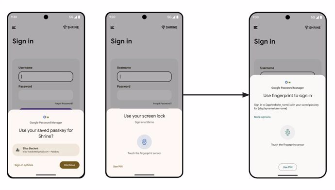 Internfaz de Android 15 para introducir las claves de acceso