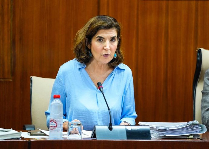 La consejera de Empleo, Empresa y Trabajo Autónomo, Rocío Blanco, en Comisión del Parlamento andaluz.
