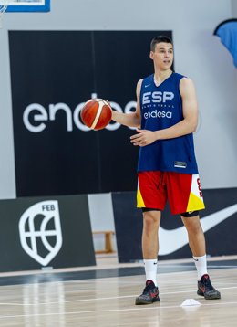 Jaime Pradilla en el entrenamiento de este miércoles con la selección española