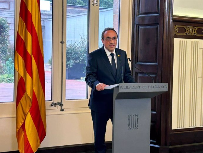 El president del Parlament, Josep Rull, en declaració intitucional
