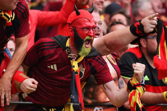 Aficionado de la selección de Bélgica durante un encuentro en la Eurocopa