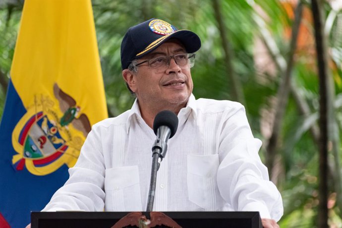 May 30, 2024, Bogota, Cundinamarca, Colombia: Colombian president Gustavo Petro takes part during an act of his official visit to the city of Medellin, Colombia, May 30, 2024.