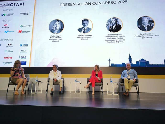 La consejera de Economía, Hacienda y Fondos Europeos, Carolina España, en la séptima edición del Congreso Iberoamericano de Consejo Empresarial Alianza por Iberoamérica (Ceapi) en Cartagena de Indias (Colombia).