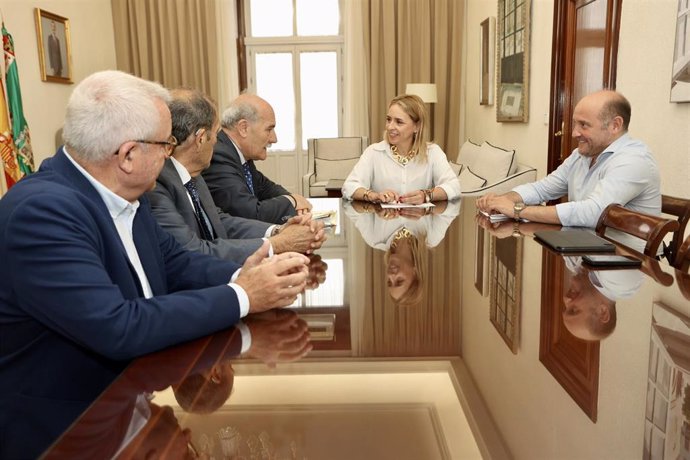 La presidenta de la Diputación, Almudena Martínez, con representantes del Consejo de Hermandades de Cádiz.