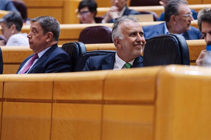 El Ministro de Política Territorial y Memoria Democrática, Ángel Víctor Torres, durante una sesión de control al Gobierno, en el Senado, a 18 de junio de 2024, en Madrid (España).