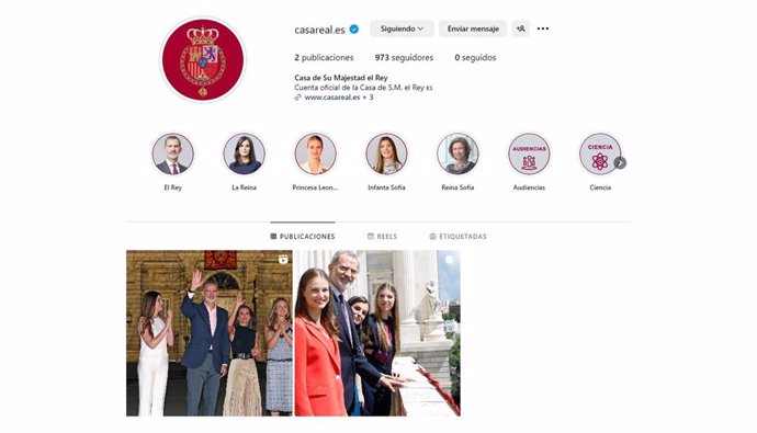 Captura de la recién inaugurada cuenta de Instagram de la Casa Real