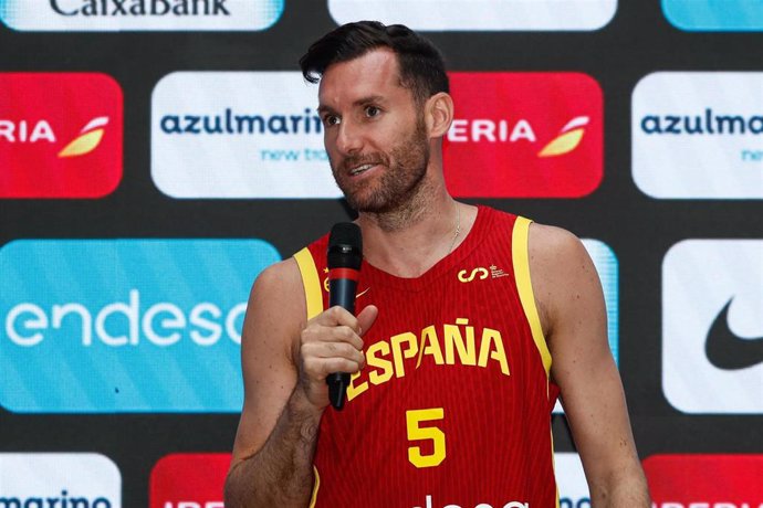 El alero Rudy Fernández, durante la presentación de la selección española para el Preolímpico de Valencia 2024.