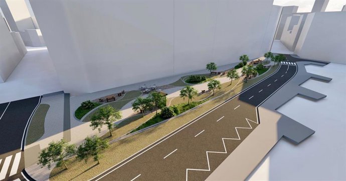 Infografía de la plaza Continental, en Gijón.