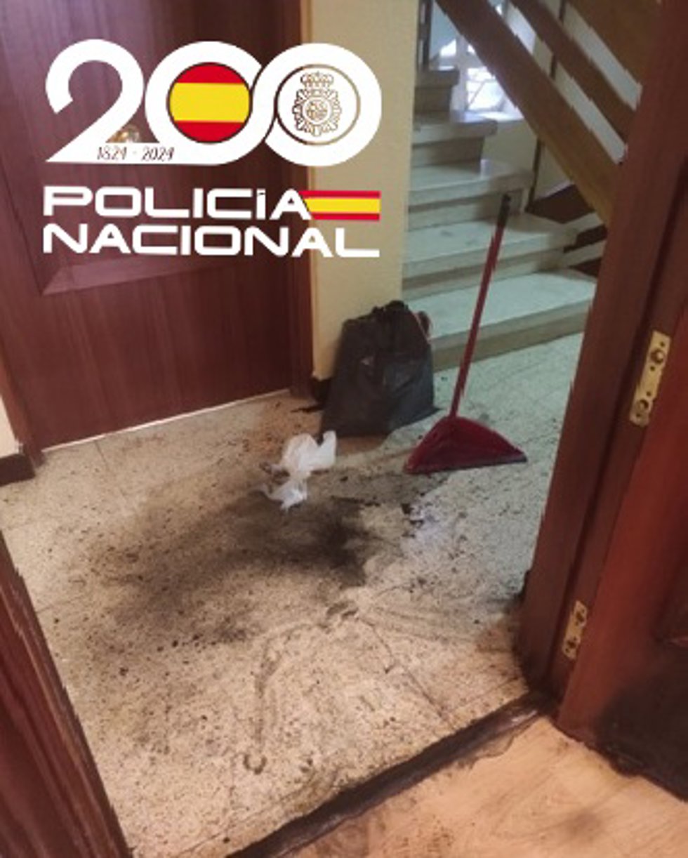 Uno de los rellanos incendiados por los dos menores detenidos en Aranda de Duero (Burgos).