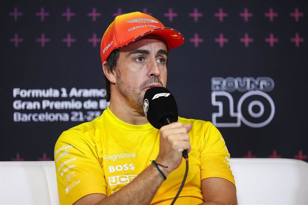 Fernando Alonso durante la rueda de prensa previa al GP de España del Mundial de Fórmula 1 de 2024
