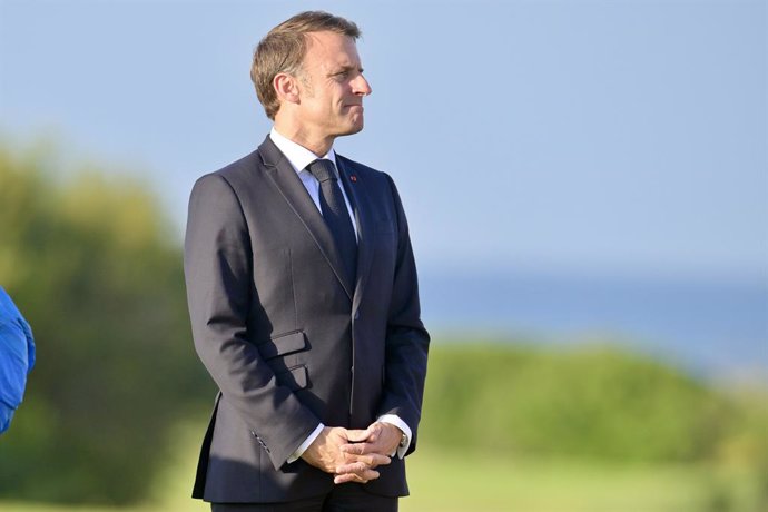 Toasts, Italy: President Emmanuel Macron of France during the G7 Summit in Borgo Egnazia (Brindisi), Italy on June 13, 2024. President Emmanuel Macron of France during the G7 Summit in Borgo Egnazia (Brindisi), Italy, June 13, 2024.