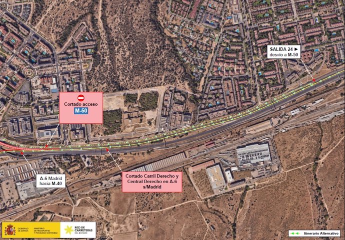Afectaciones al tráfico en la A-6 y la M-50