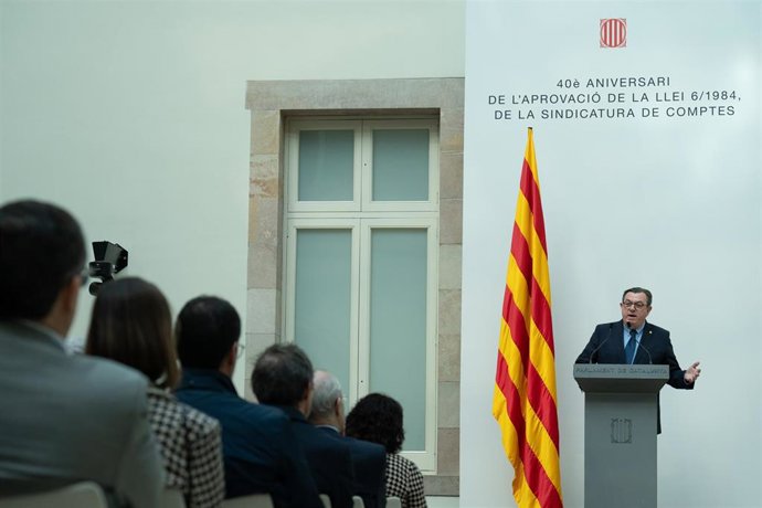 Archivo - El Síndic Major de Comptes, Miquel Salazar, interviene durante el 40 aniversario de la Ley de la Sindicatura de Comptes de Catalunya, en el Parlament, a 4 de marzo de 2024, en Barcelona, Catalunya (España). La Sindicatura de Comptes de Cataluñ