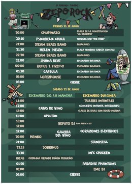 Cartel con los horarios del Zeporock 2024.