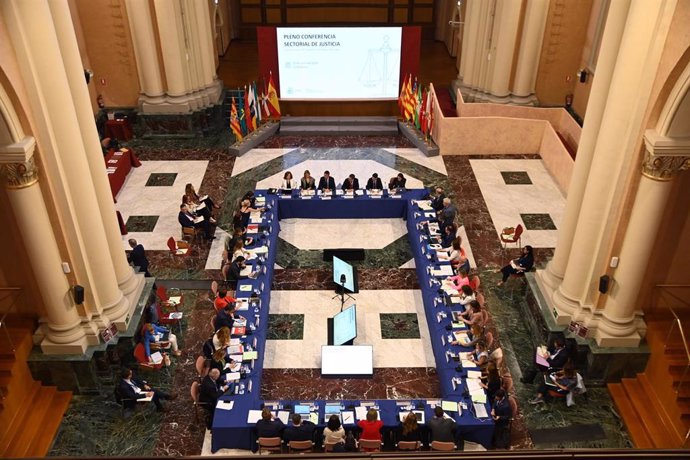 Conferencia Sectorial de Administración de Justicia, en la Sede del Gobierno de Aragón, a 20 de junio de 2024, en Zaragoza, Aragón (España). La Conferencia Sectorial de la Administración de Justicia es el órgano de cooperación entre la Administración del 