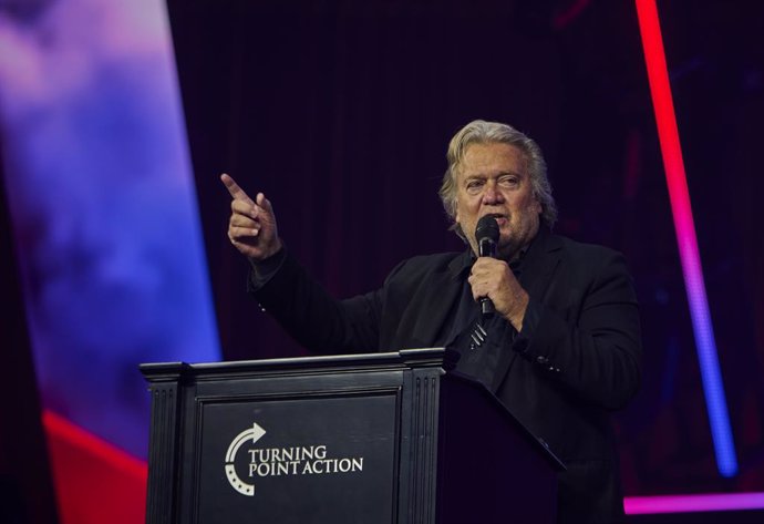 June 15, 2024, Detroit, Michigan, US: Steve Bannon speaks at the Turning Point USA ''People's Convention,'' in Detroit, Michigan, on Saturday, June 15, 2024.