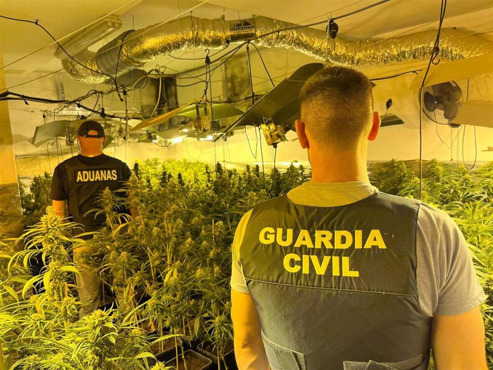 La Guardia Civil y la Agencia Tributaria desarticulan un centro de producción de marihuana en Otura (Granada).