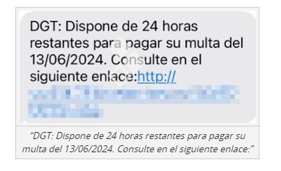 Ejemplo de mensaje de 'smishing' del que alerta el INCIBE