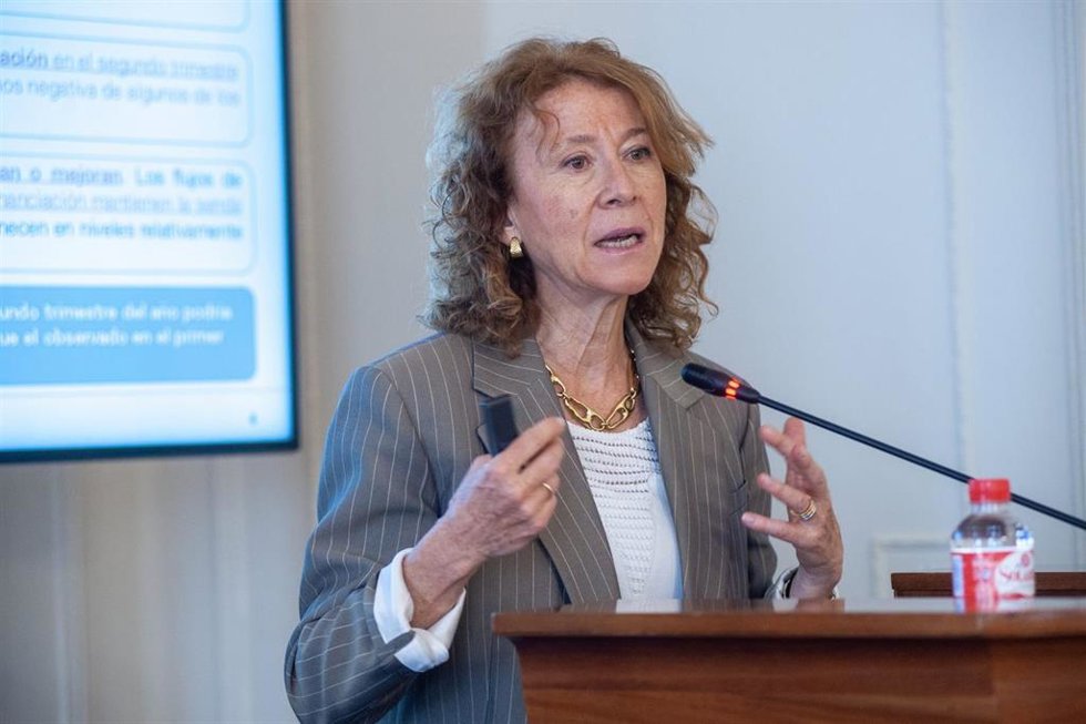 La subgobernadora de Banco de España, Margarita Delgado, durante su intervención en el XLI seminario de la APIE y la UIMP.