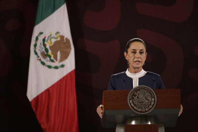 10 June 2024, Mexico, Mexico City: Mexico's incoming President, Claudia Sheinbaum Pardo, speaks during her first briefing at National Palace after meeting with outgoing president Andres Manuel Lopez Obrador. 
