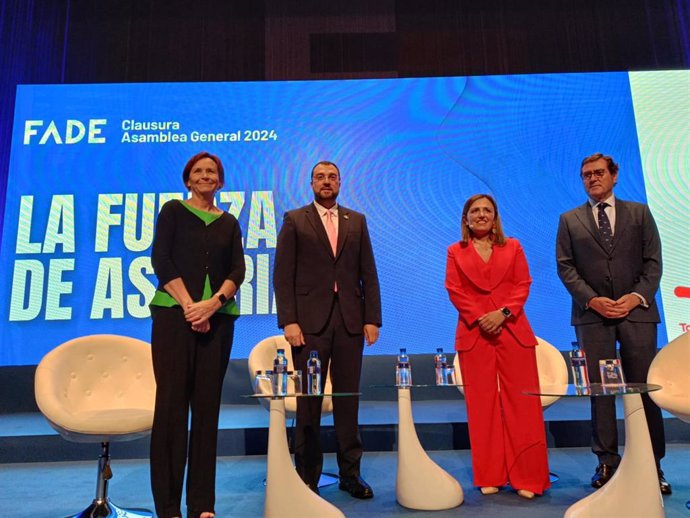 Acto de clausura de la Asamblea General Ordinaria de la Federación Asturiana de Empresarios (FADE), en el recinto ferial gijonés 'Luis Adaro'.