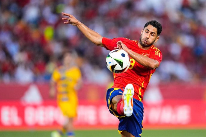 Ayoze Perez of Spain in action during International Friendly football match played between Spain and Andorra at Nuevo Viveros stadium on June 5, 2024, in Badajoz, Spain.