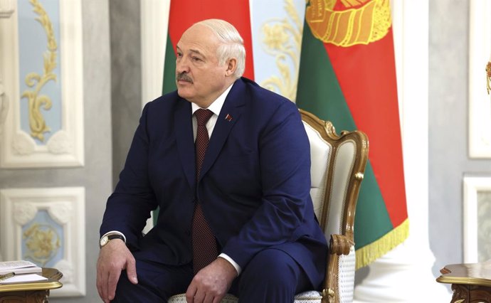 May 24, 2024, Minsk, Belarus: Belarus President Alexander Lukashenko listens during a bilateral meeting with Russian President Vladimir Putin at the Palace of Independence, May 24, 2024, in Minsk, Belarus.