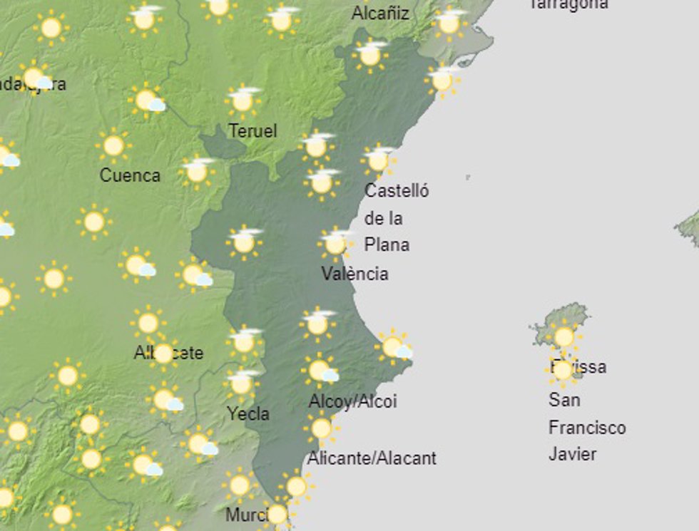 Predicción del tiempo para este sábado 22 de junio en la Comunitat Valenciana