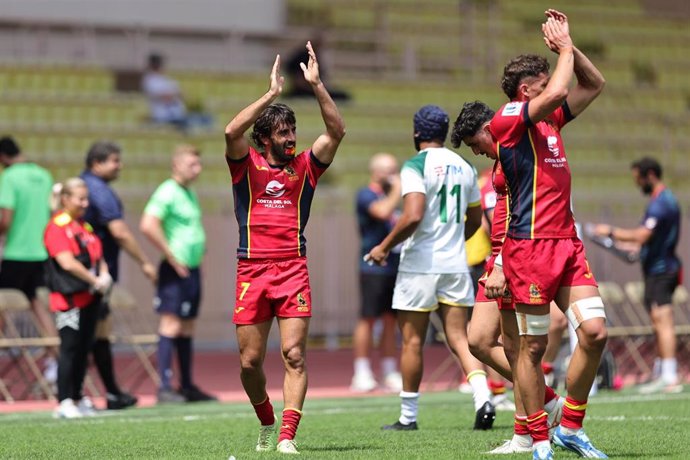 El internacional español Pol Pla en el Preolímpico de rugby seven de Mónaco