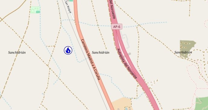 Lugar del incendio de Sanchidrián (Ávila)