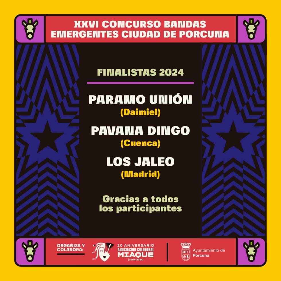 Cartel con los finalistas del concurso.