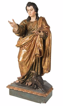 El 'San Juan Evangelista' del escultor barroco cordobés Juan de Mesa que saldrá a subasta en Barcelona.