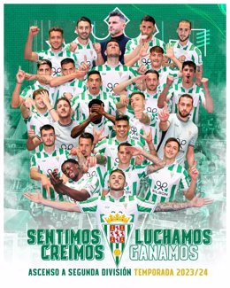 Cartel del Córdoba CF por el ascenso a Segunda División.