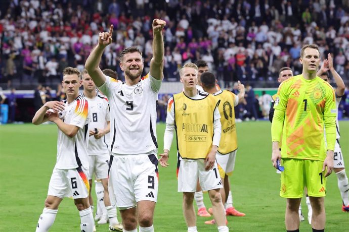 El delantero alemán Niclas Füllkrug celebra el empate (1-1) ante Suiza en la Eurocopa 2024, para ser líderes de su grupo.