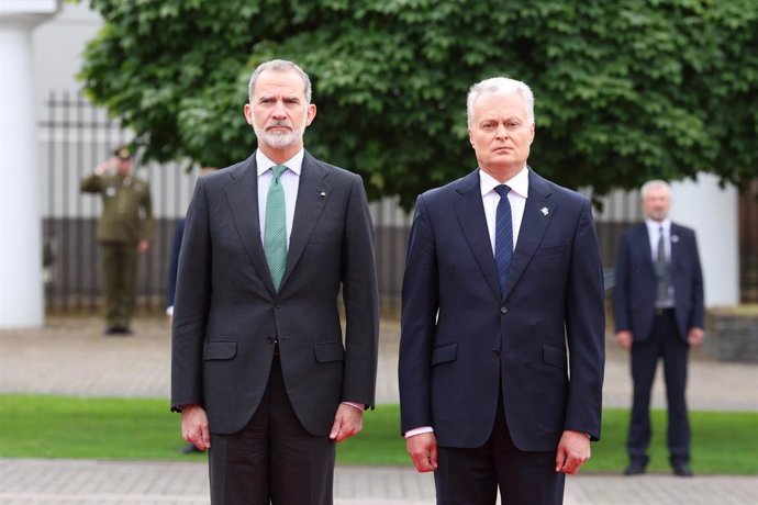 El Rey Felipe VI con el presidente de Lituania, Gitanas Nausèda.