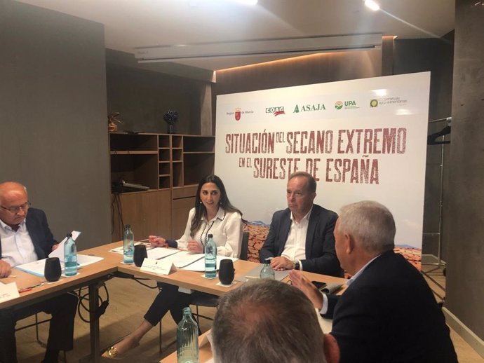 La consejera de Agua, Agricultura, Ganadería y Pesca de la Región de Murcia, Sara Rubira, anuncia que, en conjunto con la Consejería de Agricultura de Andalucía, durante una reunión con asociaciones agrarias, a 24 de junio de 2024, en MADRID