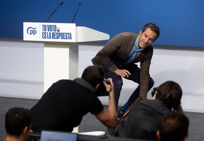 El portavoz y vicesecretario de Cultura del PP, Borja Sémper, a su llegada a una rueda de prensa posterior a la reunión del Comité de Dirección del Partido Popular, en la sede nacional del PP, a 10 de junio de 2024, en Madrid (España). El Partido Popular 