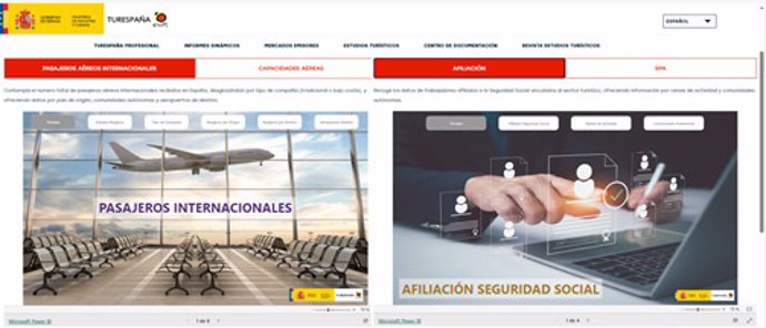 Turespaña estrena nuevos formatos dinámicos para los datos de pasajeros internacionales y Seguridad Social en el turismo.