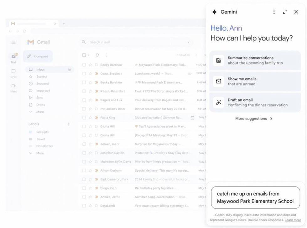 La IA de Gemini en Gmail.