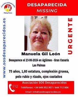 Buscan a Manuela Gil León, desaparecida en el municipio de Agüimes, en Gran Canaria