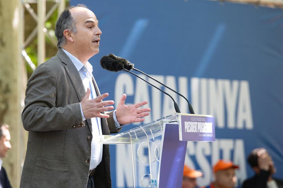 Archivo - El secretario general de Junts per Catalunya, Jordi Turull, interviene durante un acto de campaña de Junts, en el Thétre de Verdure, a 20 de abril de 2024, en Amélie-les-Bains-Palalda (Francia).