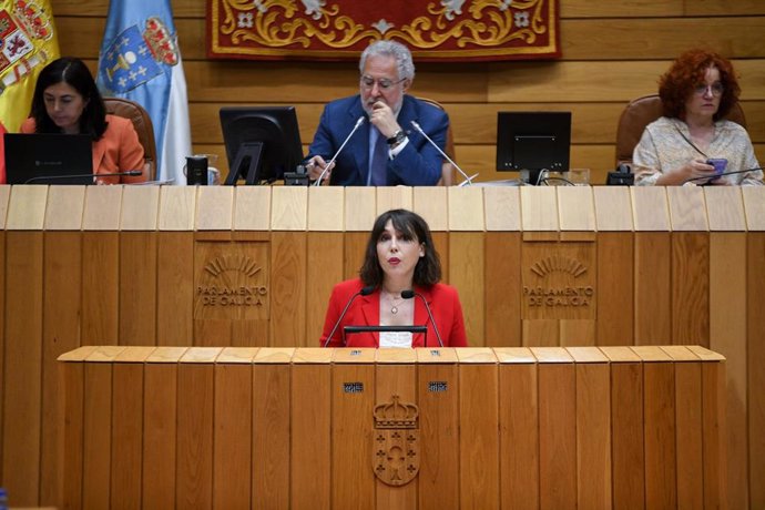 La conselleira de Economía e Industria, María Jesús Lorenzana, en el debate de la ley de recursos naturales de Galicia