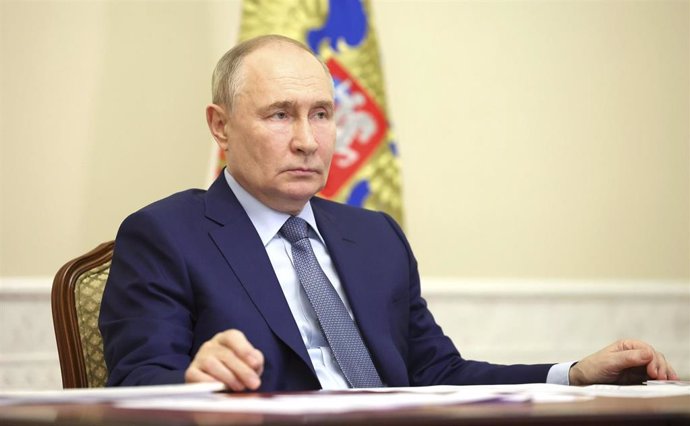 El presidente de Rusia, Vladimir Putin, durante una videoconferencia en San Petersburgo (archivo)
