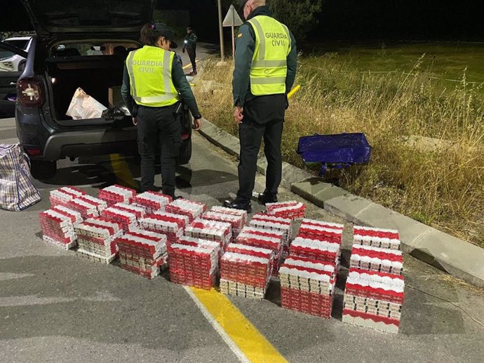 Tabaco decomisado en Sabiñánigo por la Guardia Civil.