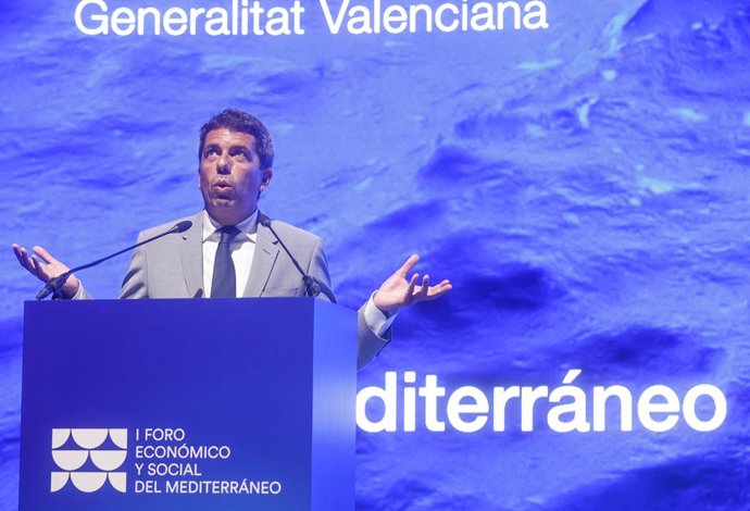 El president de la Generalitat, Carlos Mazón, en la Inauguració de l'I Fòrum Econòmic i Social del Mediterrani