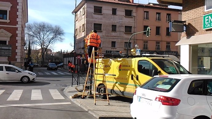 Uno de los cruces de la Avenida Sagunto de Teruel