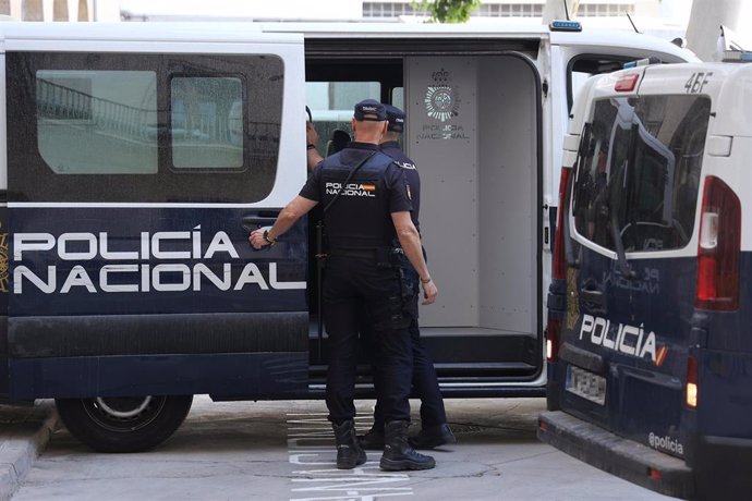 El detenido llega en un vehículo policial al Juzgado de Instrucción número 5, a 26 de junio de 2024, en Palma.